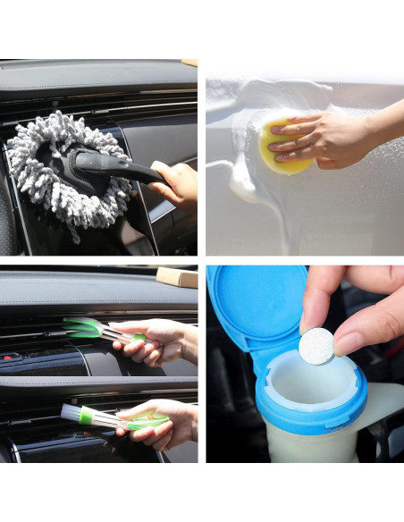 Kit de Limpieza de Coche AUTODECO 30 Piezas con Cubo Plegable