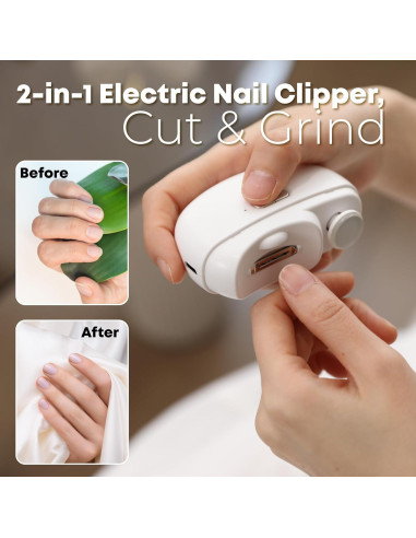 Cortador de Uñas Eléctrico LittleTora 2 en 1 Recargable USB