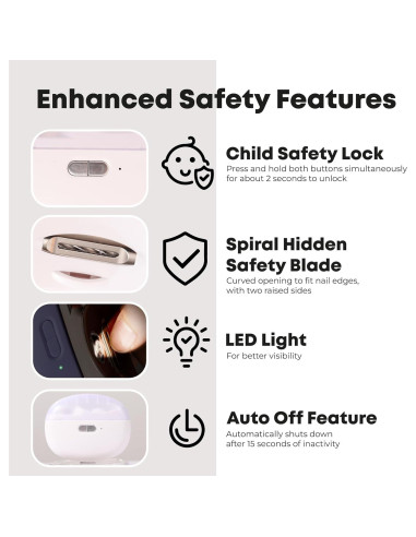 Cortador de Uñas Eléctrico LittleTora 2 en 1 Recargable USB