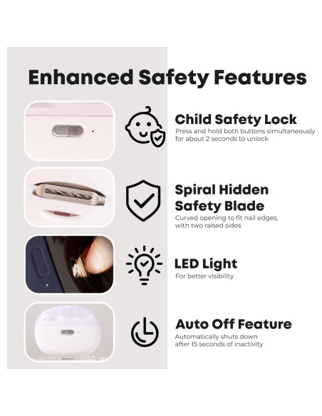 Cortador de Uñas Eléctrico LittleTora 2 en 1 Recargable USB