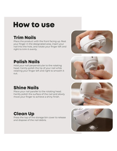 Cortador de Uñas Eléctrico LittleTora 2 en 1 Recargable USB