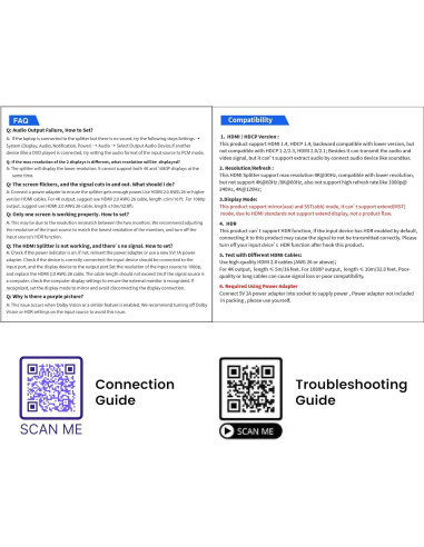 Splitter HDMI 1x2 Avedio Links 4K@30Hz con Cable 1.2m