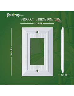 Placas de Pared de Bambú Funkiim Blancas - Paquete de 4 Decorador 1 Gang 2