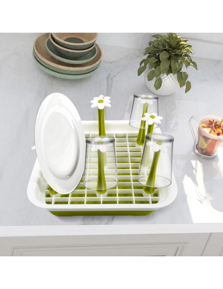 Soporte Secado Botellas EQUNROY Plegable Verde 9 Varillas