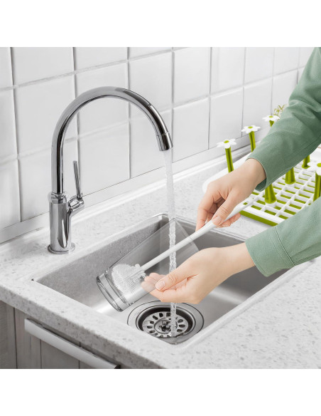 Soporte Secado Botellas EQUNROY Plegable Verde 9 Varillas