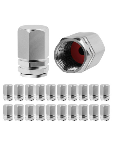 20 Tapones de Válvula de Neumático Dirvcp Aluminio Plateado