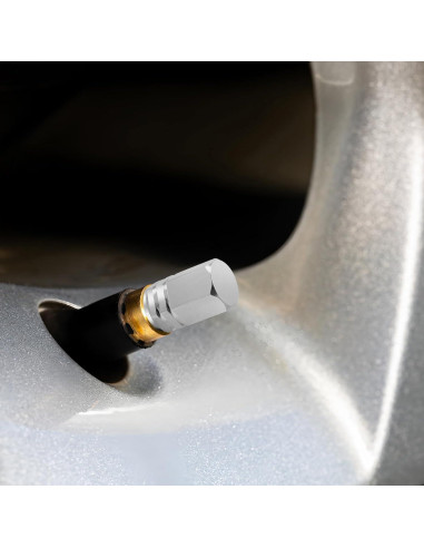 20 Tapones de Válvula de Neumático Dirvcp Aluminio Plateado