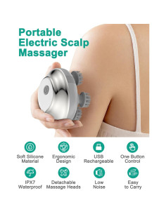 Masajeador Eléctrico de Cuero Cabelludo ORIA Plata, 4 Garras 2