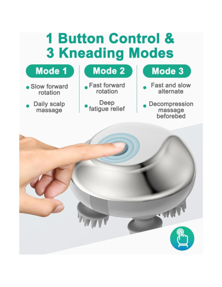Masajeador Eléctrico de Cuero Cabelludo ORIA Plata, 4 Garras