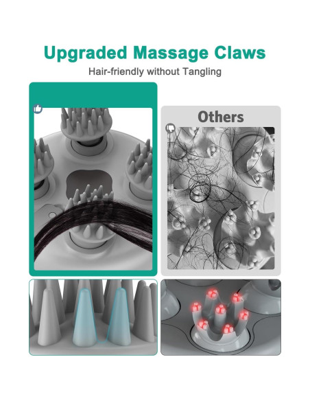 Masajeador Eléctrico de Cuero Cabelludo ORIA Plata, 4 Garras