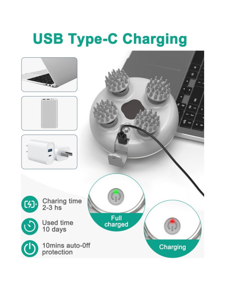 Masajeador Eléctrico de Cuero Cabelludo ORIA Plata, 4 Garras