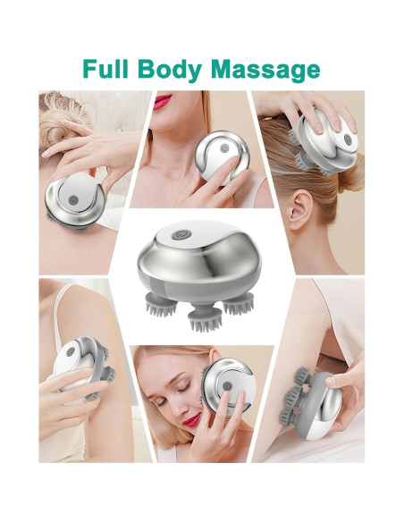 Masajeador Eléctrico de Cuero Cabelludo ORIA Plata, 4 Garras