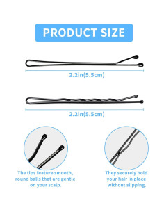 100 Pasadores Negros DTDNZKN 55 mm para Todo Tipo de Cabello 2