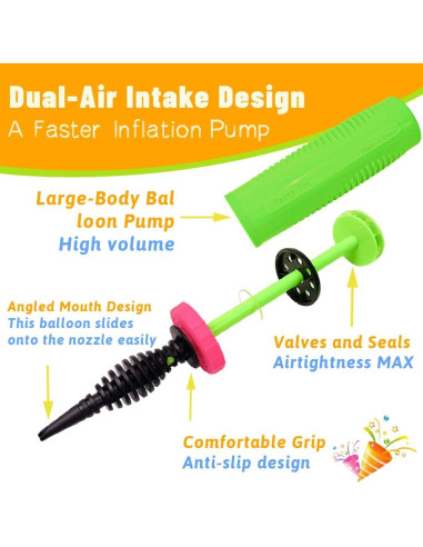 Bomba de Globo Manual Doble Acción ZHUYING DaQiTong Rosa