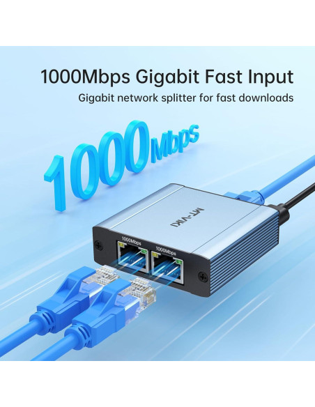 Divisor Ethernet 1 a 2 MT-VIKI RJ45 1000Mbps para 2 Dispositivos