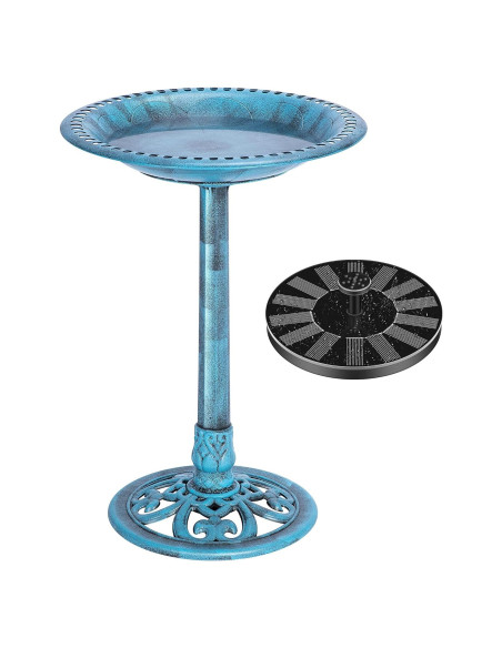 Baño para Pájaros VIVOHOME con Fuente Solar Azul 50.8x50.8 cm