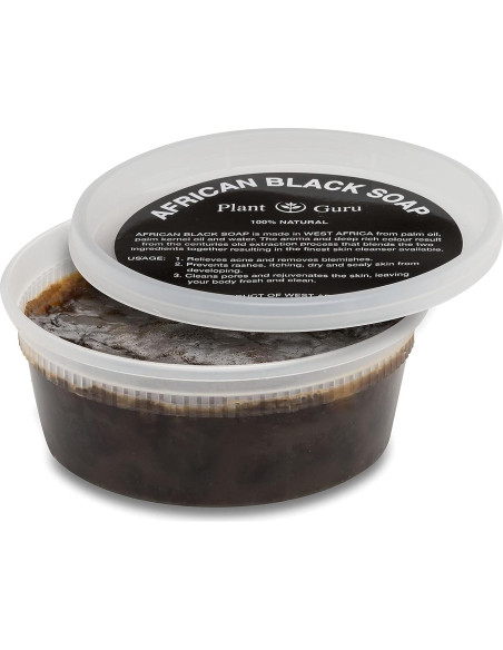 Jabón Negro Africano Plant Guru 227 g - Natural para Piel y Cabello