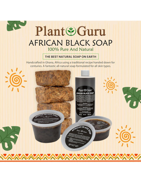 Jabón Negro Africano Plant Guru 227 g - Natural para Piel y Cabello