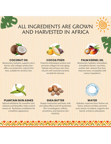 Jabón Negro Africano Plant Guru 227 g - Natural para Piel y Cabello