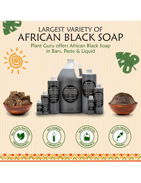Jabón Negro Africano Plant Guru 227 g - Natural para Piel y Cabello