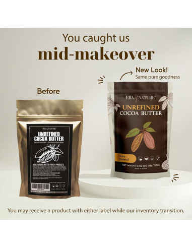 Manteca de Cacao Cruda Era of Nature 226.8g - Hidratación Piel y Cabello