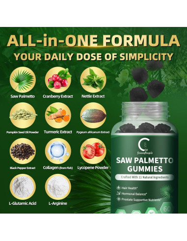 Suplemento GPGP Saw Palmetto 60 Gomas - Salud Próstata y Cabello