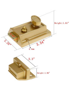 Cerradura de Pestillo Nocturno Bitray HX0080 Antirrobo Oro 2
