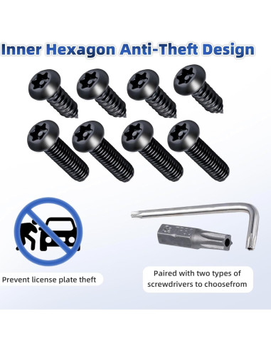 Kit de Tornillos Antirrobo Hoewina para Placas de Matrícula 8PCS