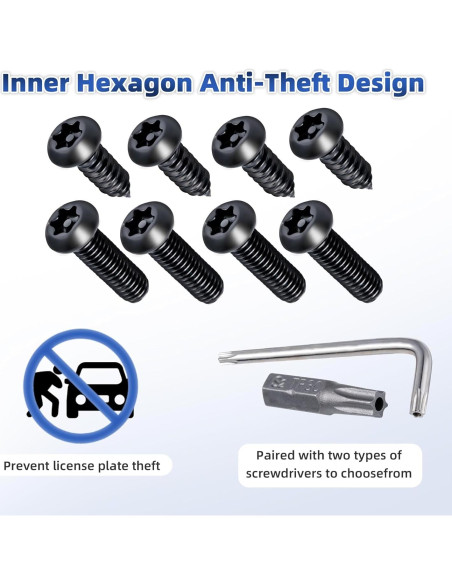 Kit de Tornillos Antirrobo Hoewina para Placas de Matrícula 8PCS