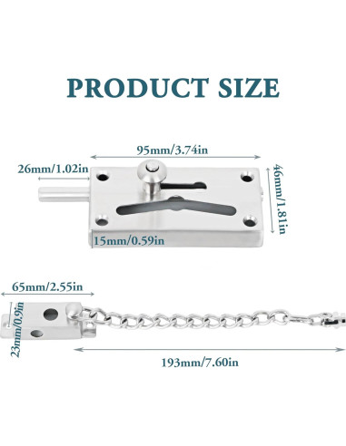 Cadena de Seguridad para Puerta Mooche Acero Inoxidable Cepillado