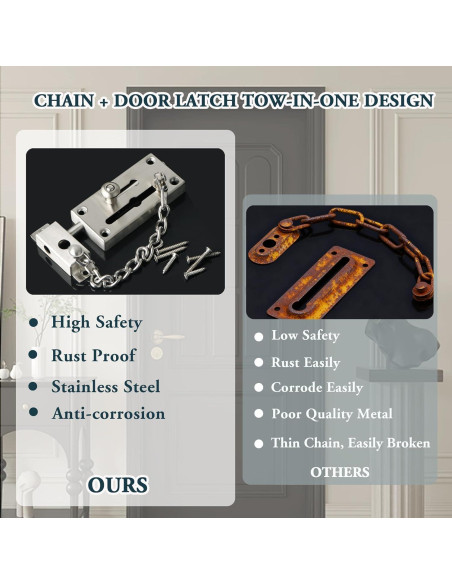 Cadena de Seguridad para Puerta Mooche Acero Inoxidable Cepillado
