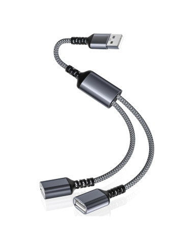 Divisor USB Itramax 1FT Doble Puerto Adaptador Gris