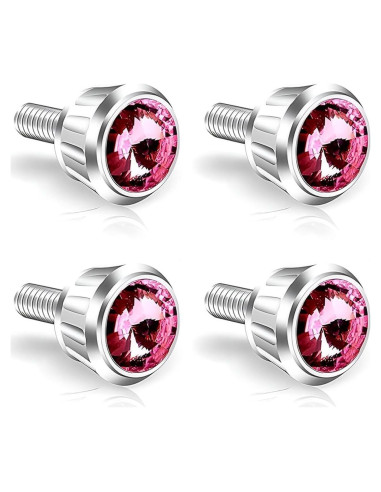 Kit de Fijación Placas Matrícula Automóvil Getfay 4 PCS Rosa