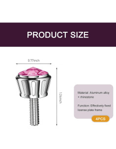 Kit de Fijación Placas Matrícula Automóvil Getfay 4 PCS Rosa 2