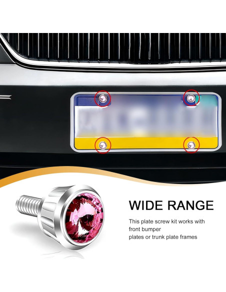 Kit de Fijación Placas Matrícula Automóvil Getfay 4 PCS Rosa