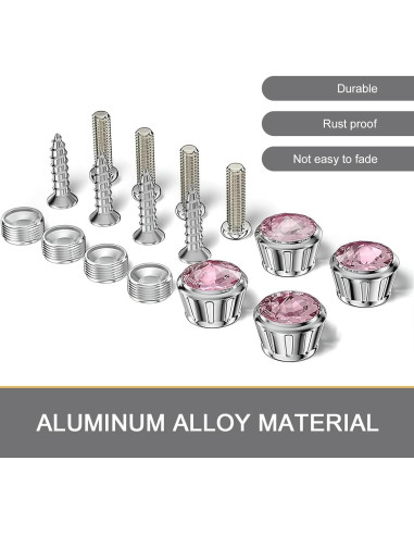 Kit de Fijación Placas Matrícula Automóvil Getfay 4 PCS Rosa