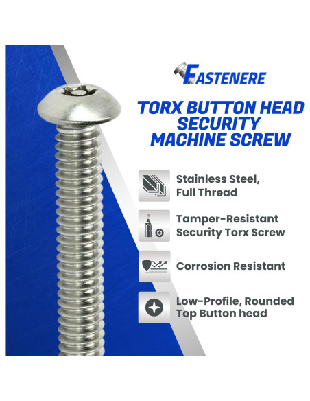 Tornillos de Seguridad Torx Fastenere 1/4-20 x 3.81 cm Acero Inoxidable - Paquete de 10