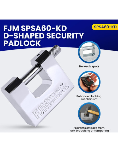 Cerradura de Alta Seguridad FJM SPSA60-CR 60mm D-Style Cromada