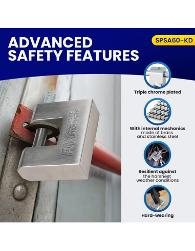 Cerradura de Alta Seguridad FJM SPSA60-CR 60mm D-Style Cromada