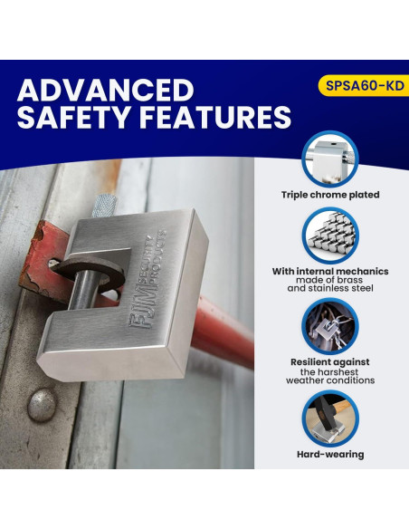 Cerradura de Alta Seguridad FJM SPSA60-CR 60mm D-Style Cromada