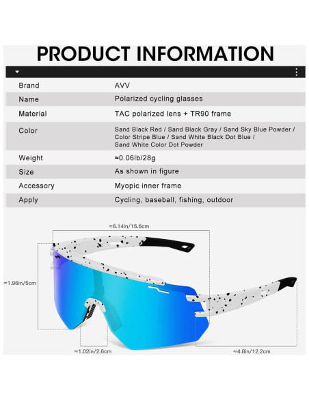 Gafas de sol deportivas AVV UV400 polarizadas para ciclismo