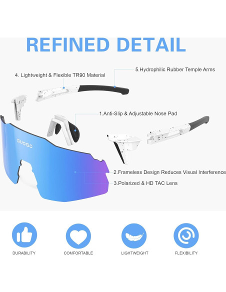 Gafas de Sol Deportivas Suoso Polarizadas UV400 para Hombres