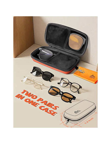 Estuche Doble para Gafas MERDTTES Naranja Funda Dura EVA