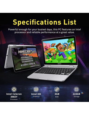 Laptop 2-en-1 Samsung Chromebook Plus 12.2" FHD 4GB RAM 224GB
