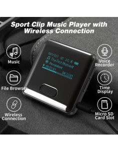 Reproductor MP3 Bluetooth WiWOO U3 Deportivo con Clip y Correa 2