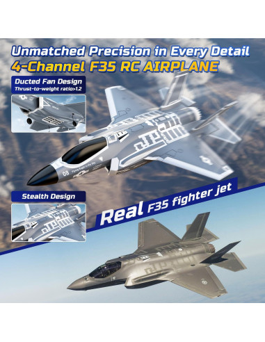 Avión RC DEERC F35 Sin Escobillas 32x9x43cm 0.68kg