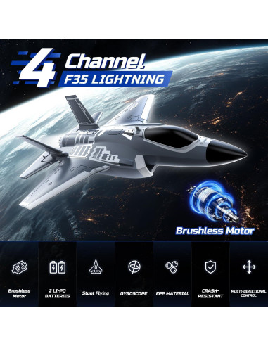 Avión RC DEERC F35 Sin Escobillas 32x9x43cm 0.68kg