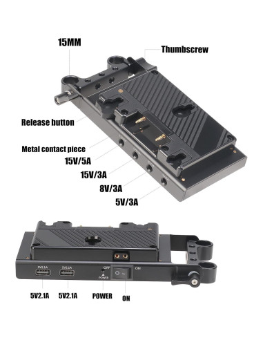 Placa de Batería Fotga Montaje Dorado 15mm con Salidas D-Tap
