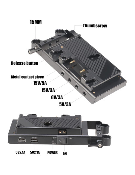 Placa de Batería Fotga Montaje Dorado 15mm con Salidas D-Tap