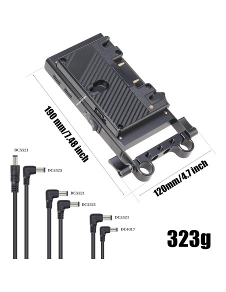 Placa de Batería Fotga Montaje Dorado 15mm con Salidas D-Tap